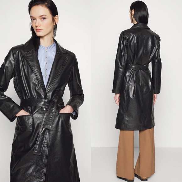 Maje Grenchir black leather trench coat FINAL PRICE NO OFFERS CONSIDERED - Picture 7 of 12